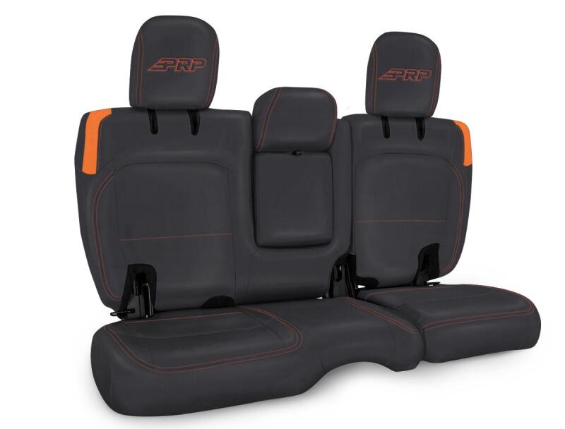 Jeep Wrangler JLU 4XE Seat Covers - Rear - PRP Seats - Bench with Armrest - Black/Orange - `21-`27